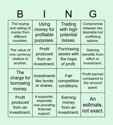 Finance and investement Bingo Card