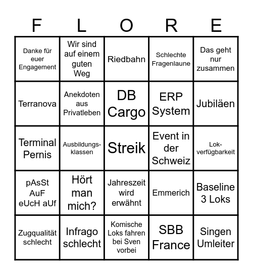 Europa Café Bingo Card