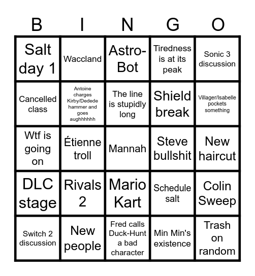 OGRE Bingo 22/1/25 Bingo Card