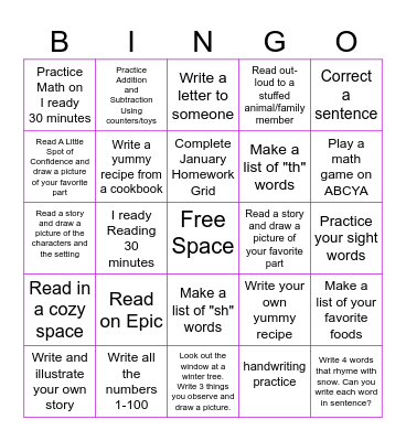 Ms. Lester’s Remote Learning DayBingo Game Bingo Card