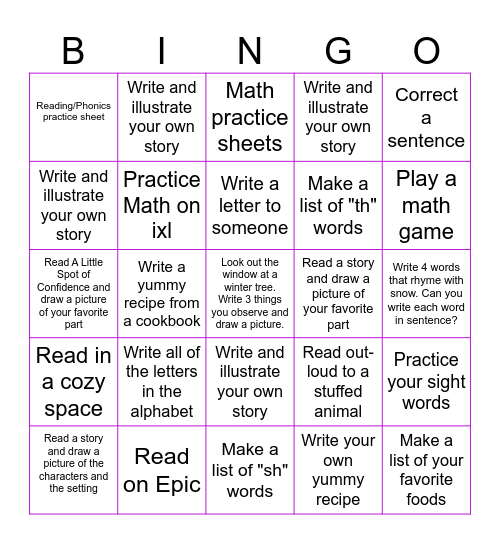 Ms. Lester’s Remote Learning Bingo Card