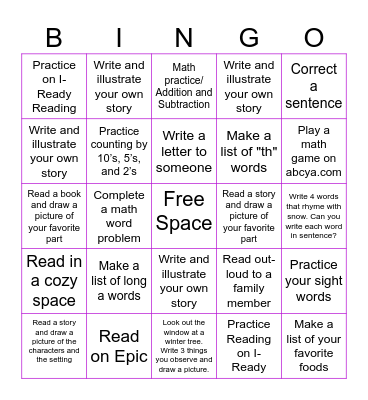 Remote Learning Bingo Game Bingo Card
