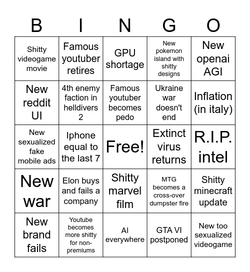 2025 Bingo Card
