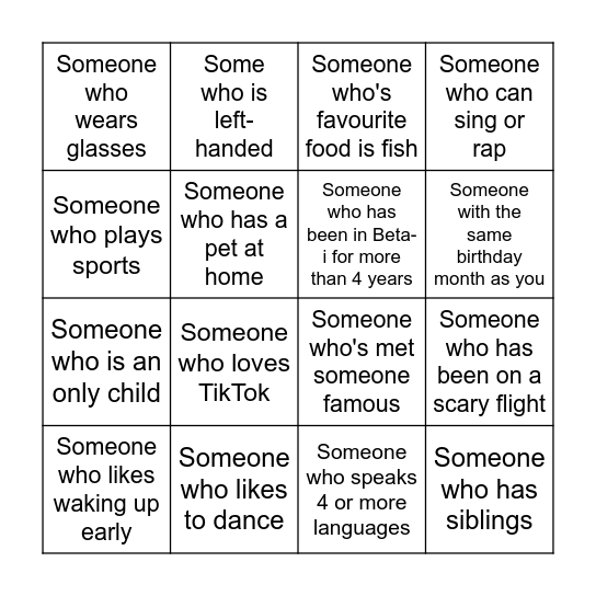 Beta-Bingo Card
