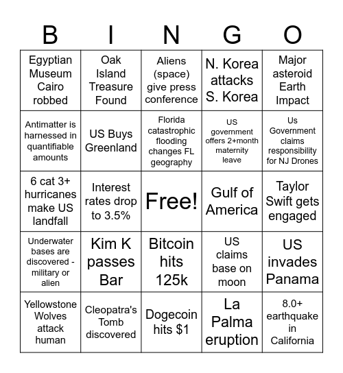 Unprecedented Times Bingo Card