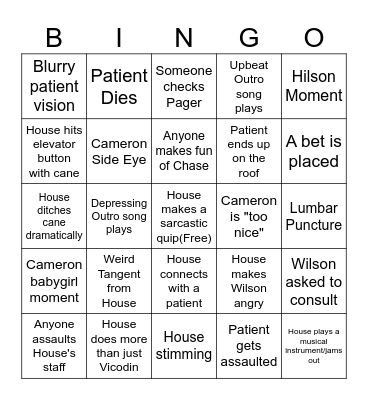 House Bingo Card