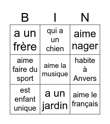 Cherche quelqu'un qui Bingo Card