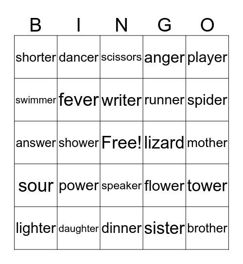 Ending ER  Bingo Card