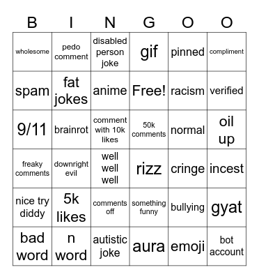 IG Reels Bingo Card