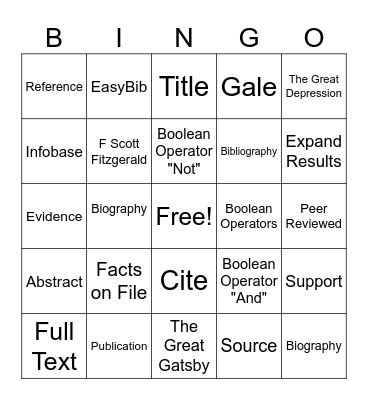 Research Bingo Card