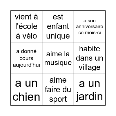 Cherche quelqu'un qui... Bingo Card