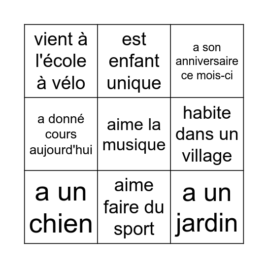 Cherche quelqu'un qui... Bingo Card