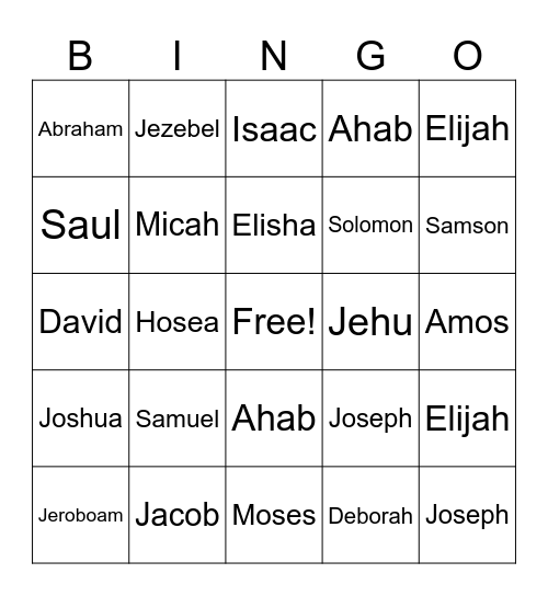 ISRAEL Northern Kingdom Bingo Card