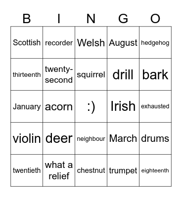 unit 2 Bingo Card
