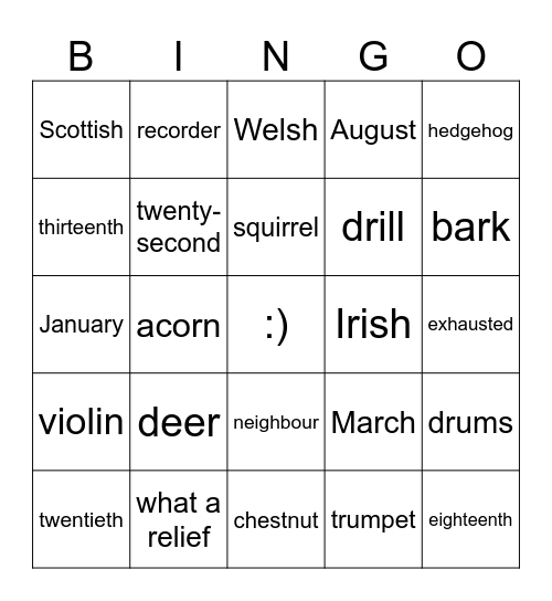 unit 2 Bingo Card