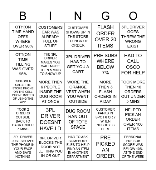 DUG WEEK 4 Bingo Card