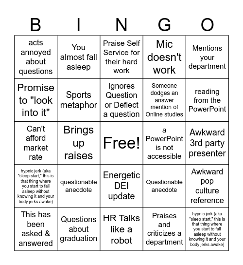 DT Bingo Card