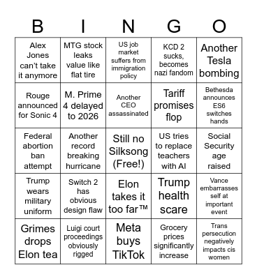 2025 Bingo Card