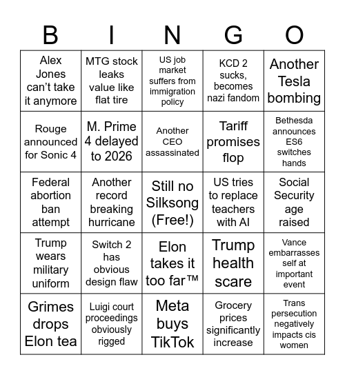 2025 Bingo Card