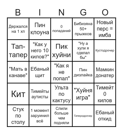 Бравл старс Bingo Card