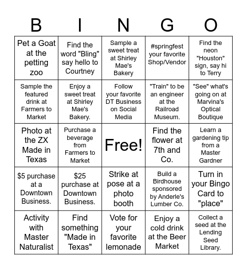Spring Festival BINGO Card