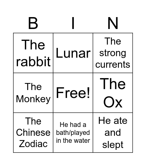 CNY Bingo Card