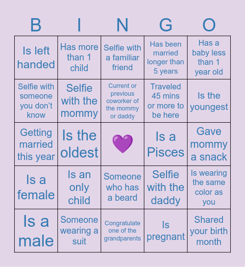 Mingle Bingo Card