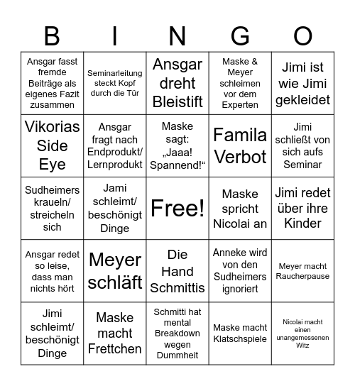 Bullshit Bingo Fachtag Bingo Card