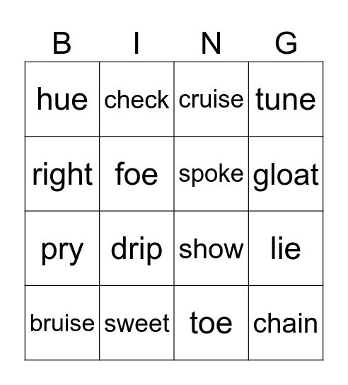 Phonics Book 3 Review Bingo Card