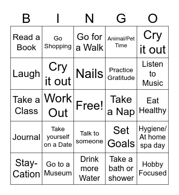 Self-Care Bingo Card