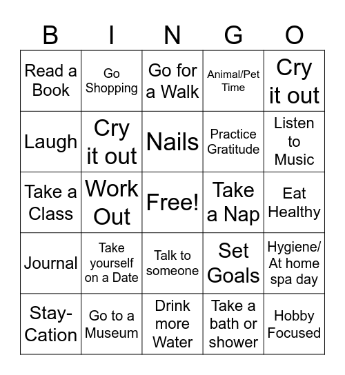 Self-Care Bingo Card