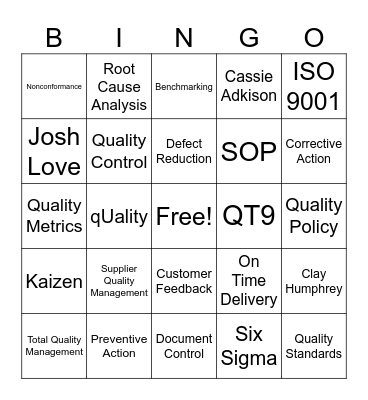 qUality Bingo Card