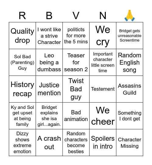 GG Expectations Austin Bingo Card
