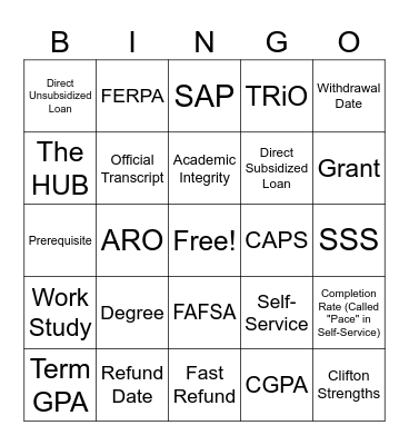 Lingo Bingo Card