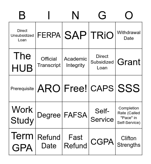 Lingo Bingo Card