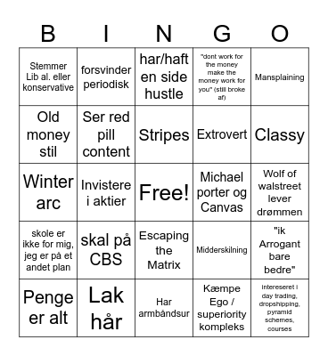 H H X Bingo Card
