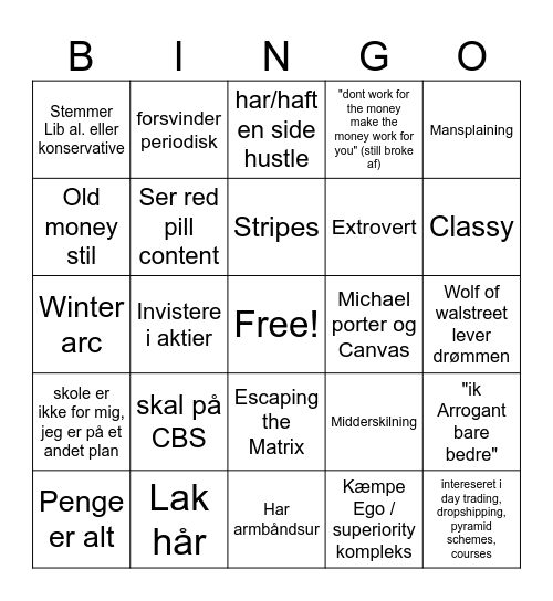 H H X Bingo Card