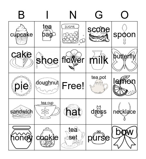 Tea Party Bingo Card