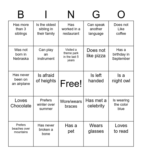 Find someone who... Bingo Card