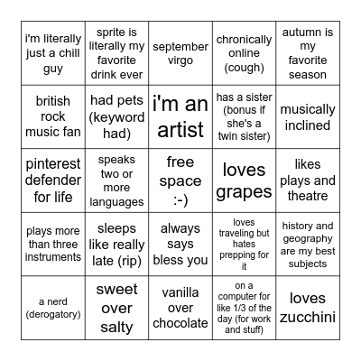 grace bingo ♪ Bingo Card