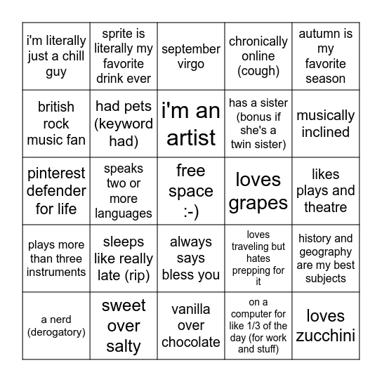 grace bingo ♪ Bingo Card
