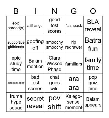 Chu~ <3 Bingo Card