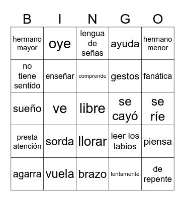Pintando con las Manos Final Bingo Card