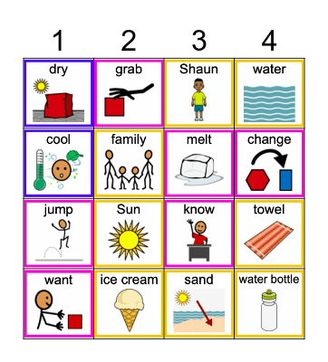 Sunny Day Vocabulary Bingo Card