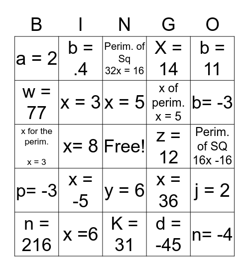 3.1-3.3 Quiz Review Bingo Card