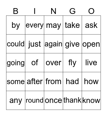 first Bingo Card