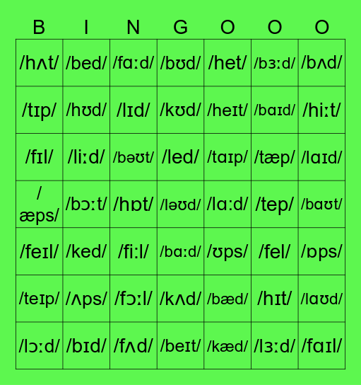 AM Learning English Bingo Card