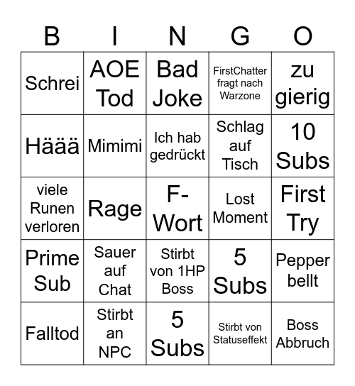 Elden Lord Bingo Card