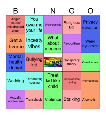 Insane parents Bingo Card