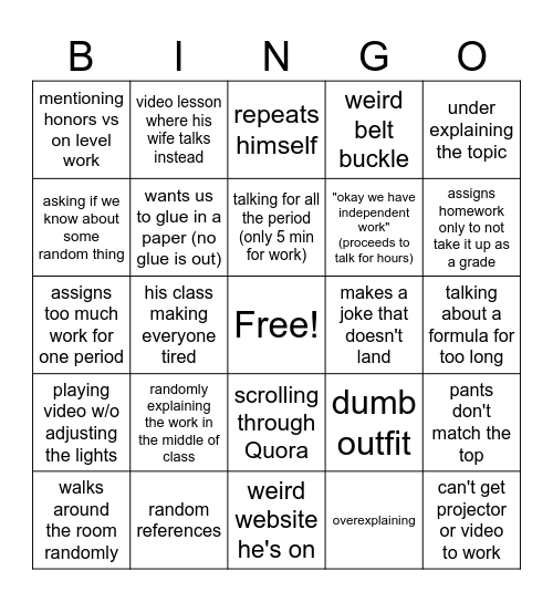 Untitled Bingo Card